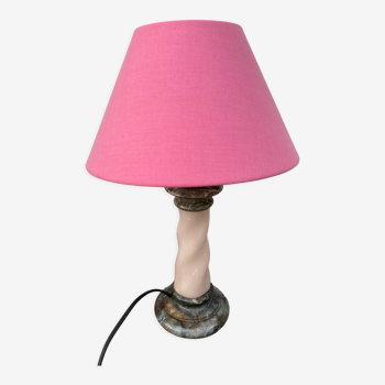 Bedside lamp in gray marble and alabaster pink vintage