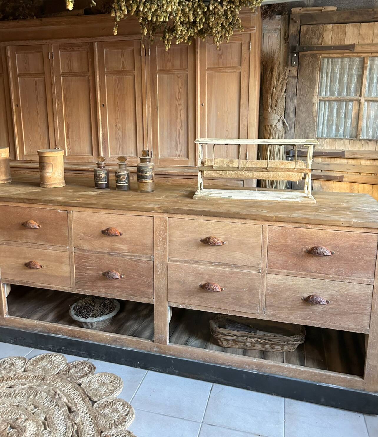 Large antique sideboard with 12 drawers