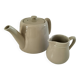 Duo teapot and milk jug in greige ceramic – Vintage bistro style