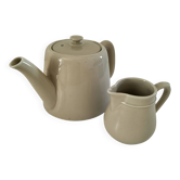 Duo teapot and milk jug in greige ceramic – Vintage bistro style