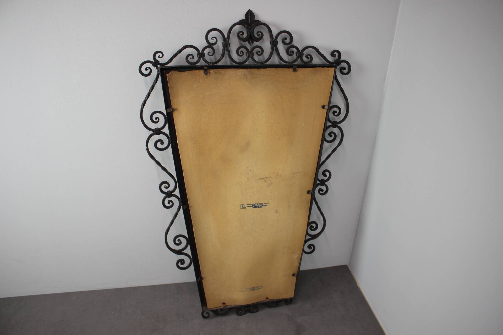 Ornamental wrought iron mirror MOKO Prague, Czechoslovakia, mid-20th century