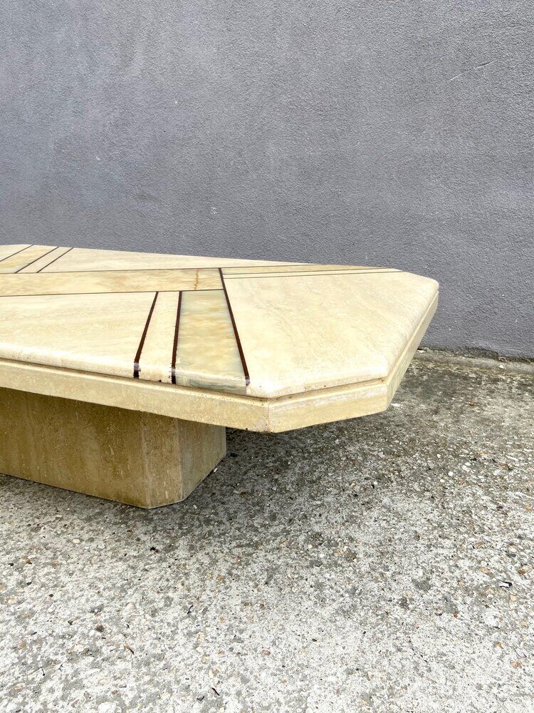 Low table in travertine and onyx 80'