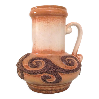 Vase en ceramique beige Fat Lava par Strehla West Germany vintage années 60-70