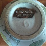 Cache pot vintage motif floral jaune signé Alain Maunier Vallauris