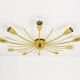 Large brass spider chandelier sun J.T. Kalmar Sonne, flush mount, Austria, 1950s