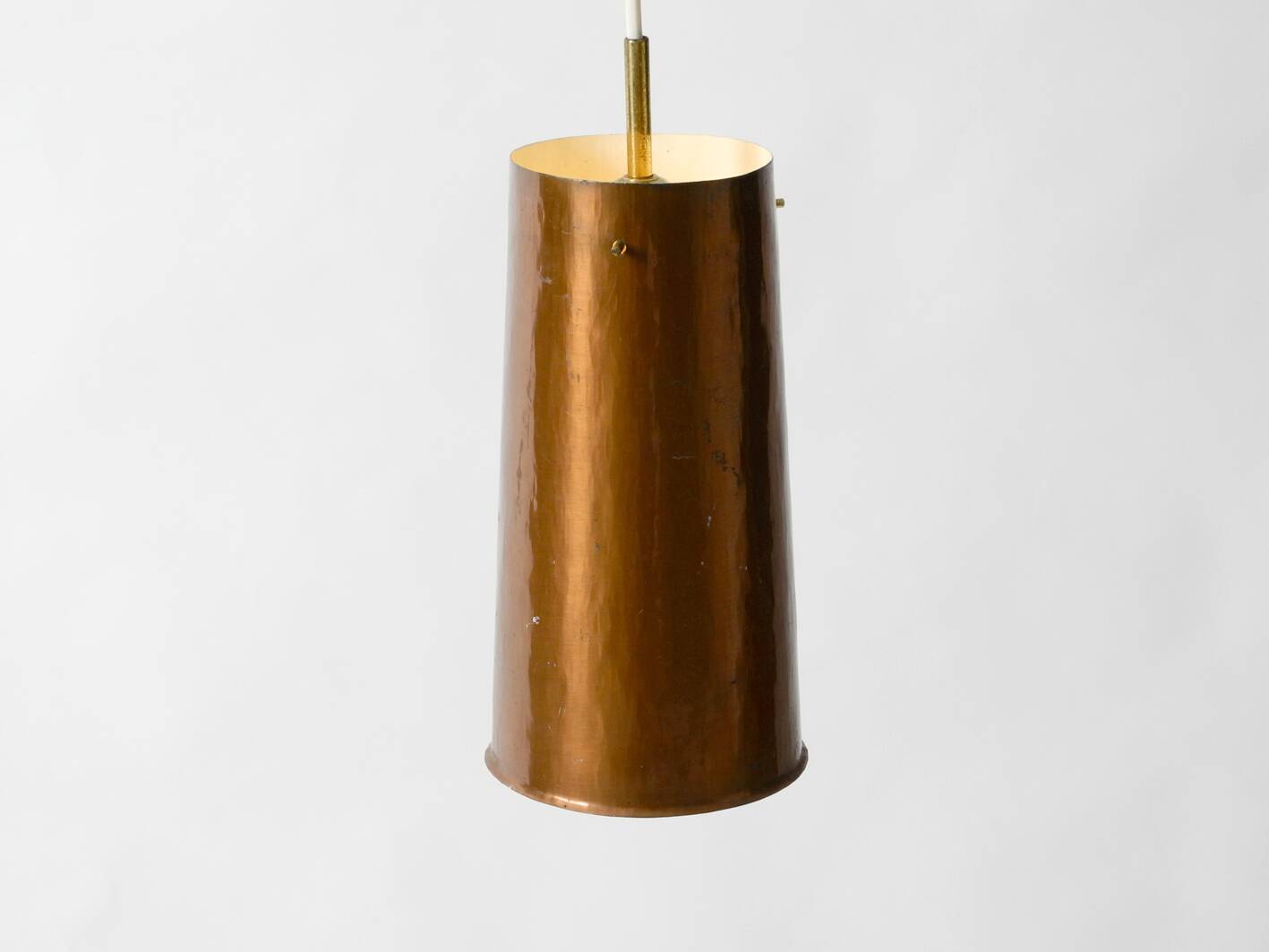 Beautiful Mid Century Modern pendant lamp made of copper shaped like a cone
