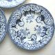 3 dessert plates Creil Montereau, Model Flora: Blue liserons