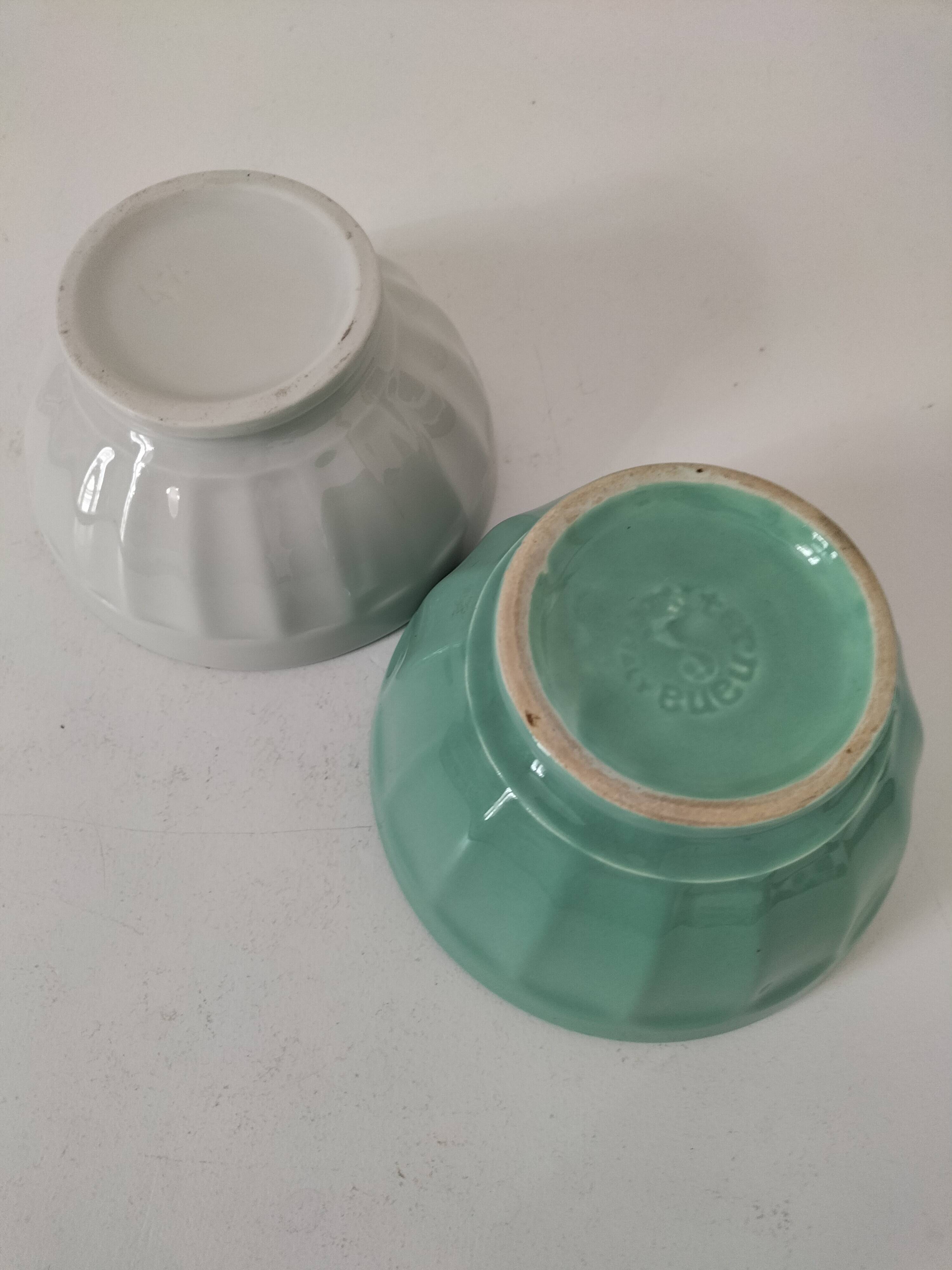 Vintage Faceted Farmhouse Bowl Duo