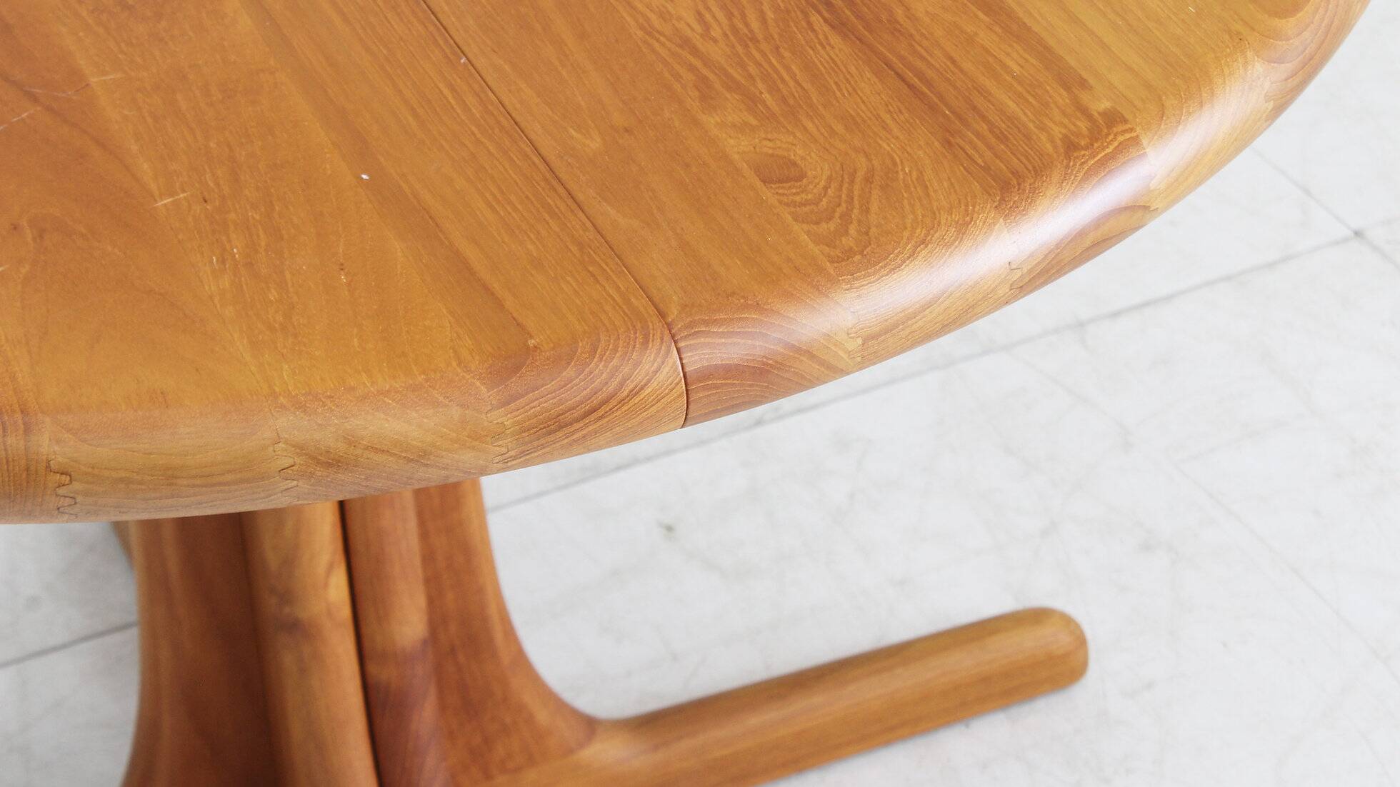 Vintage Danish round extendable dining table solid teak 1960s