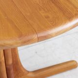 Vintage Danish round extendable dining table solid teak 1960s