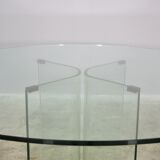 Round tempered glass table, 80s