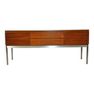 Mid-Century Audio Lowboard Sideboard in Wood and Metal, 1960s