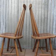 Scandinavian solid wooden high back spindle chairs, set of 4