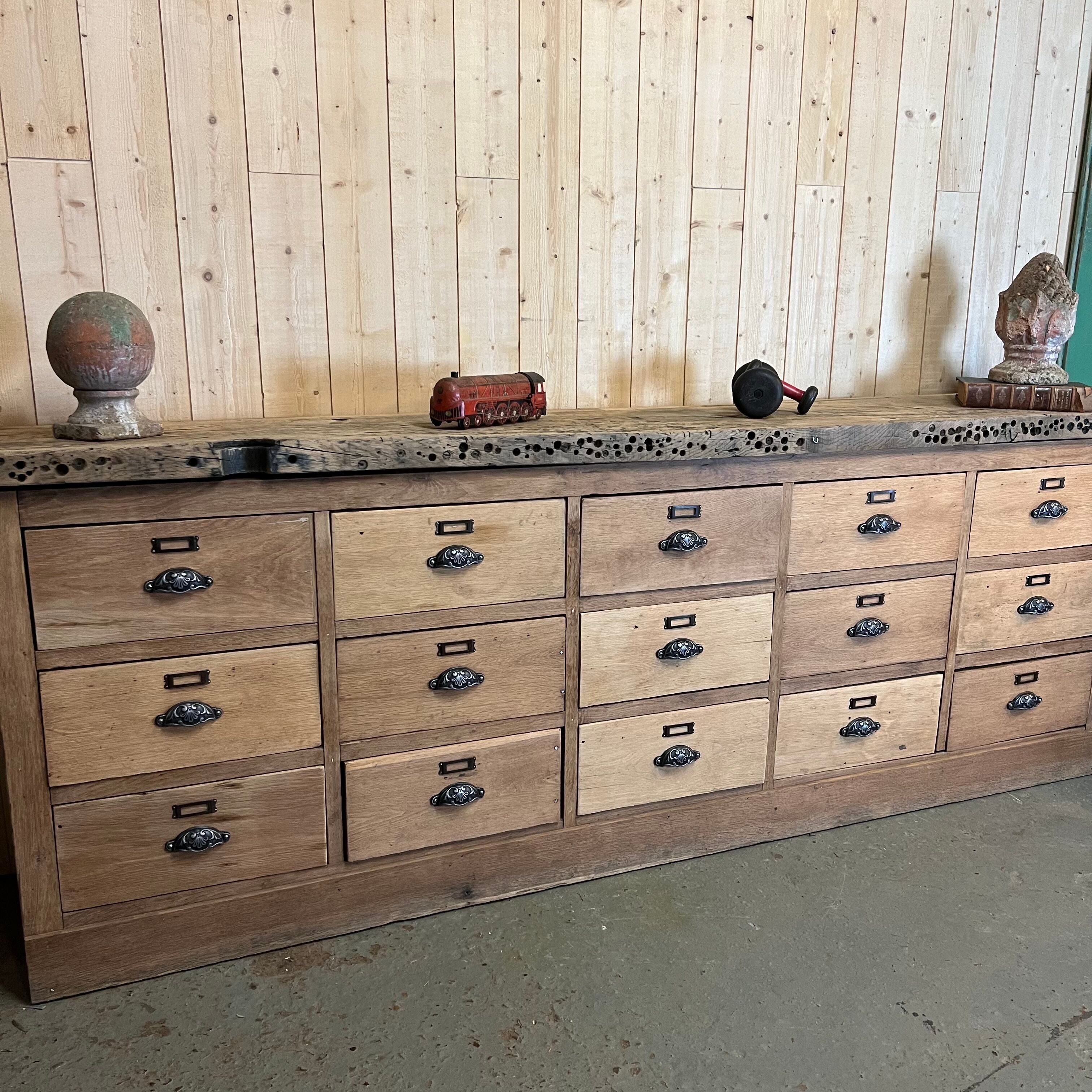 Workshop craft furniture with oak drawers early twentieth century