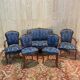 Louis XV blue velvet living room