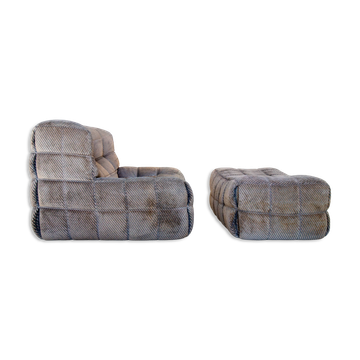 Kashima armchair and its ottoman, Ligne Roset 1976, Michel Ducaroy