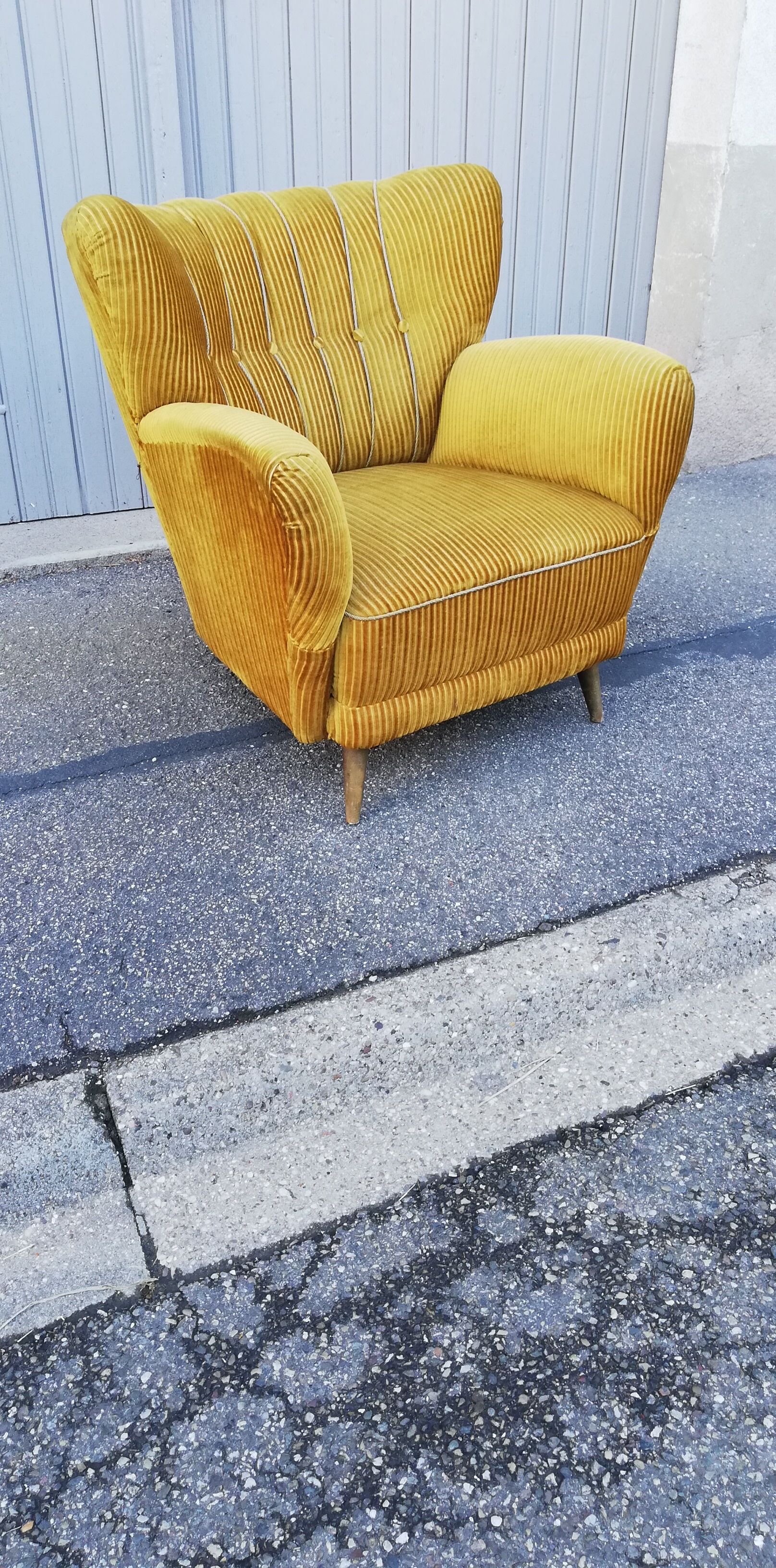 Vintage armchair yellow fabric