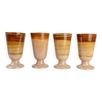 4 vintage speckled stoneware Mazagrans - 1950 France