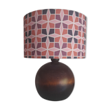 Solid wood ball table lamp, pink geometric lampshade