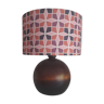 Solid wood ball table lamp, pink geometric lampshade