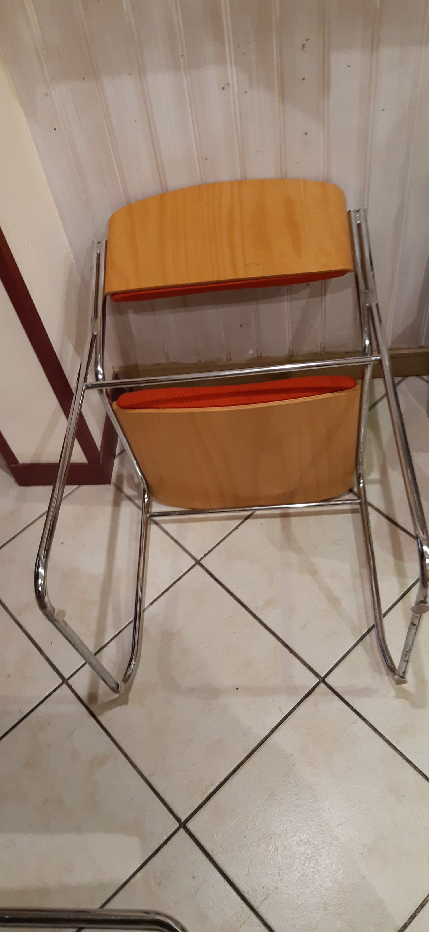 Fabric and wood chair ornage
