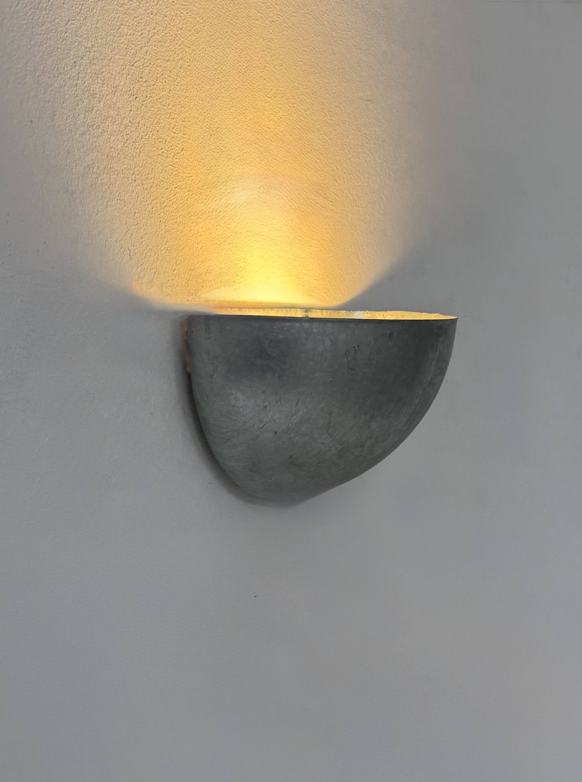 Vintage half-moon wall light in patinated steel, France, 1980
