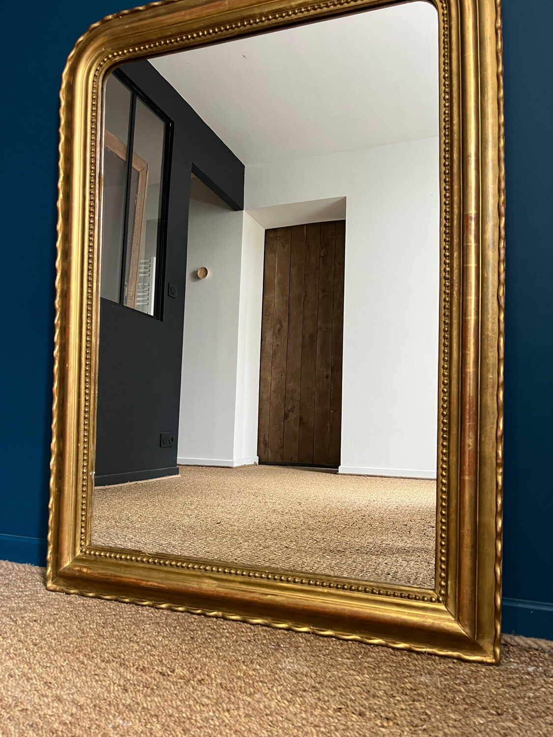 Old mirror 114cm/84cm Louis-Philippe beaded