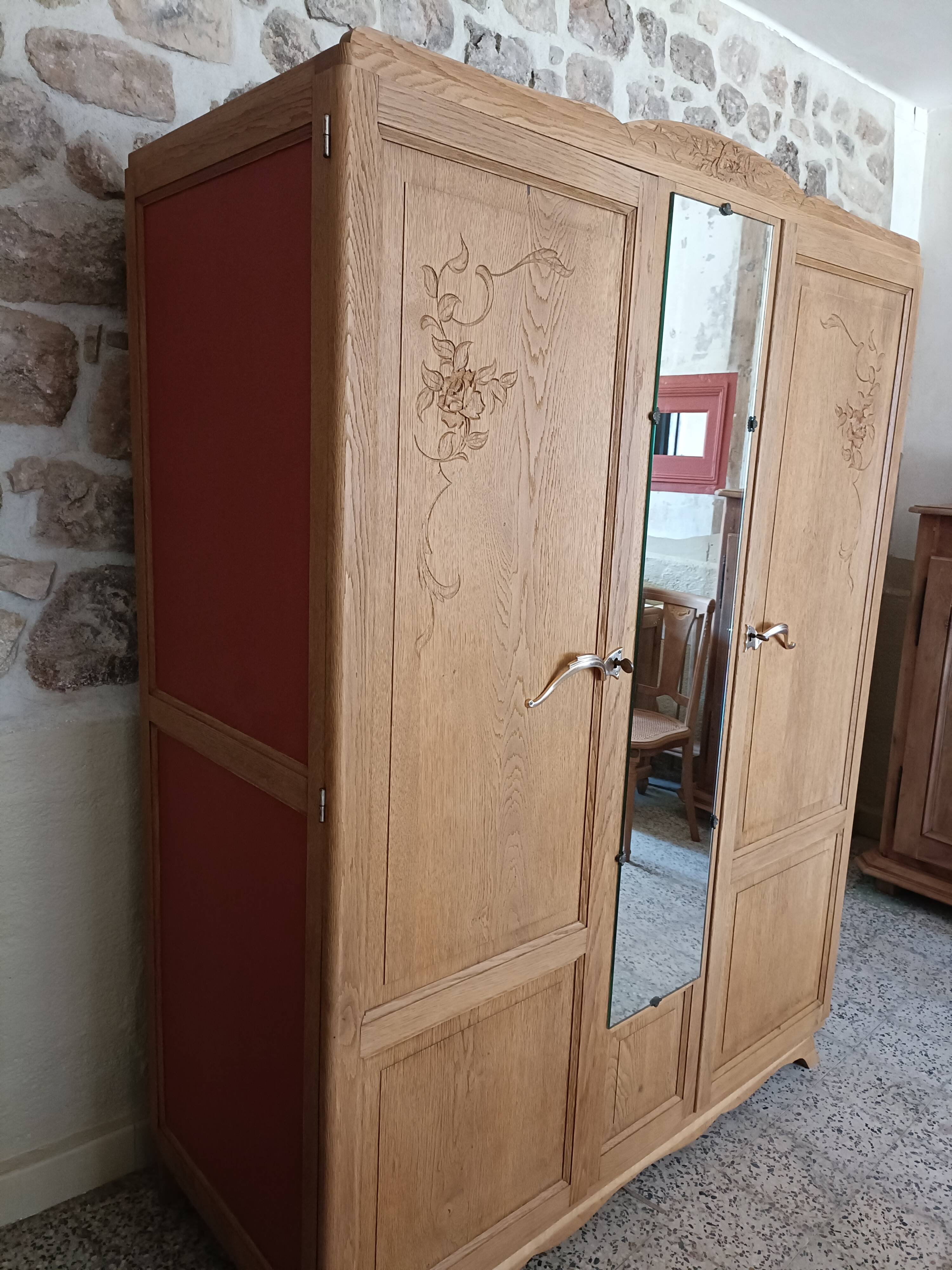 Renovated Art Deco oak wardrobe