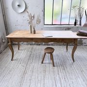 Table de ferme merisier pieds galbés XIXème