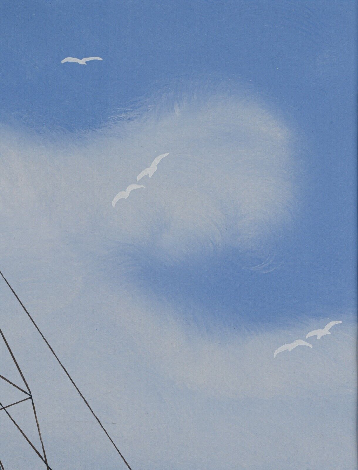 Stencil gouache by leon haffner representing a regatta boat