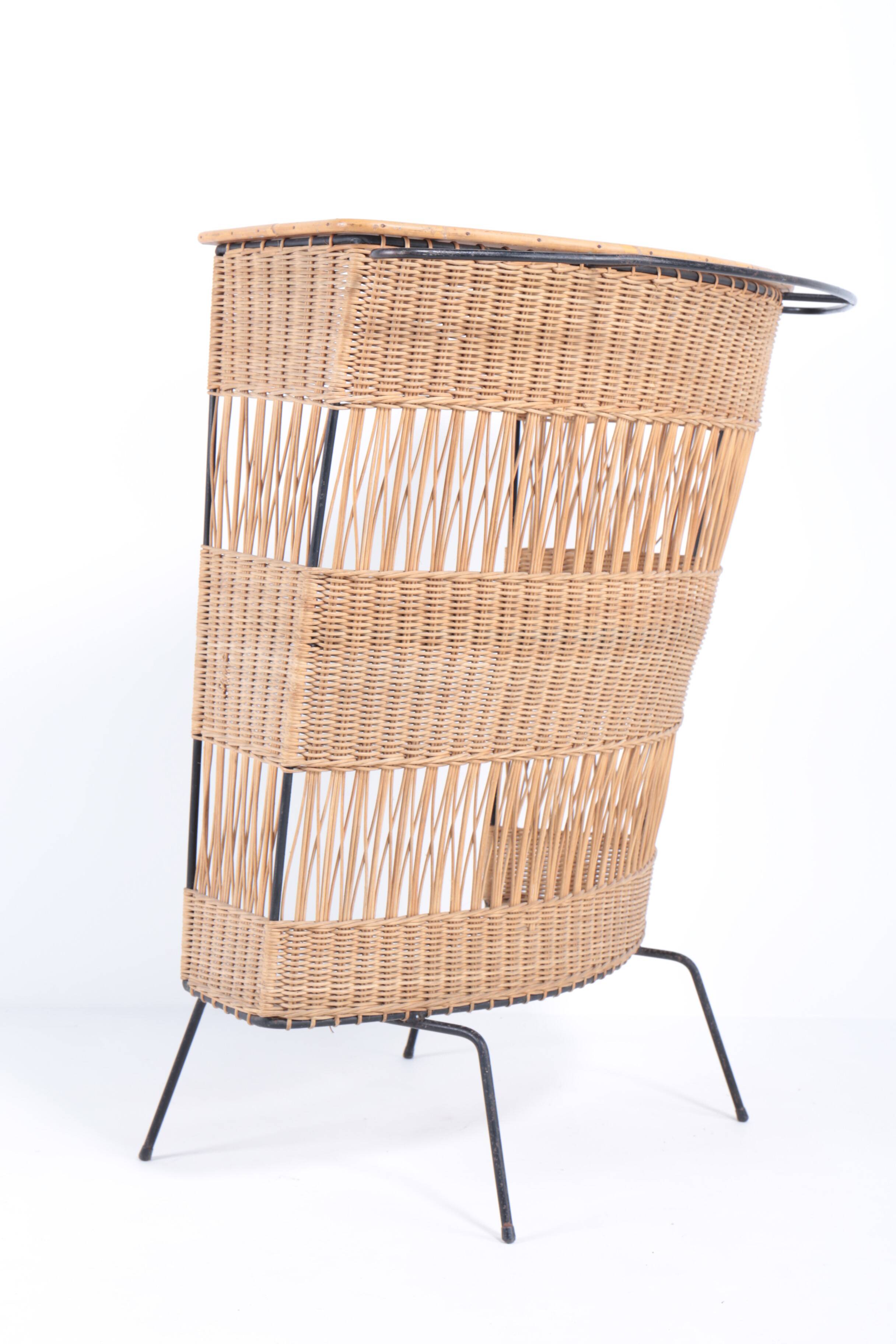 Vintage rattan and metal bar, 60s