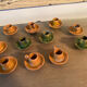 11 candle holders in glazed ceramic Provence