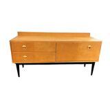 Low ash sideboard chest of drawers, Danish design, 1970s.