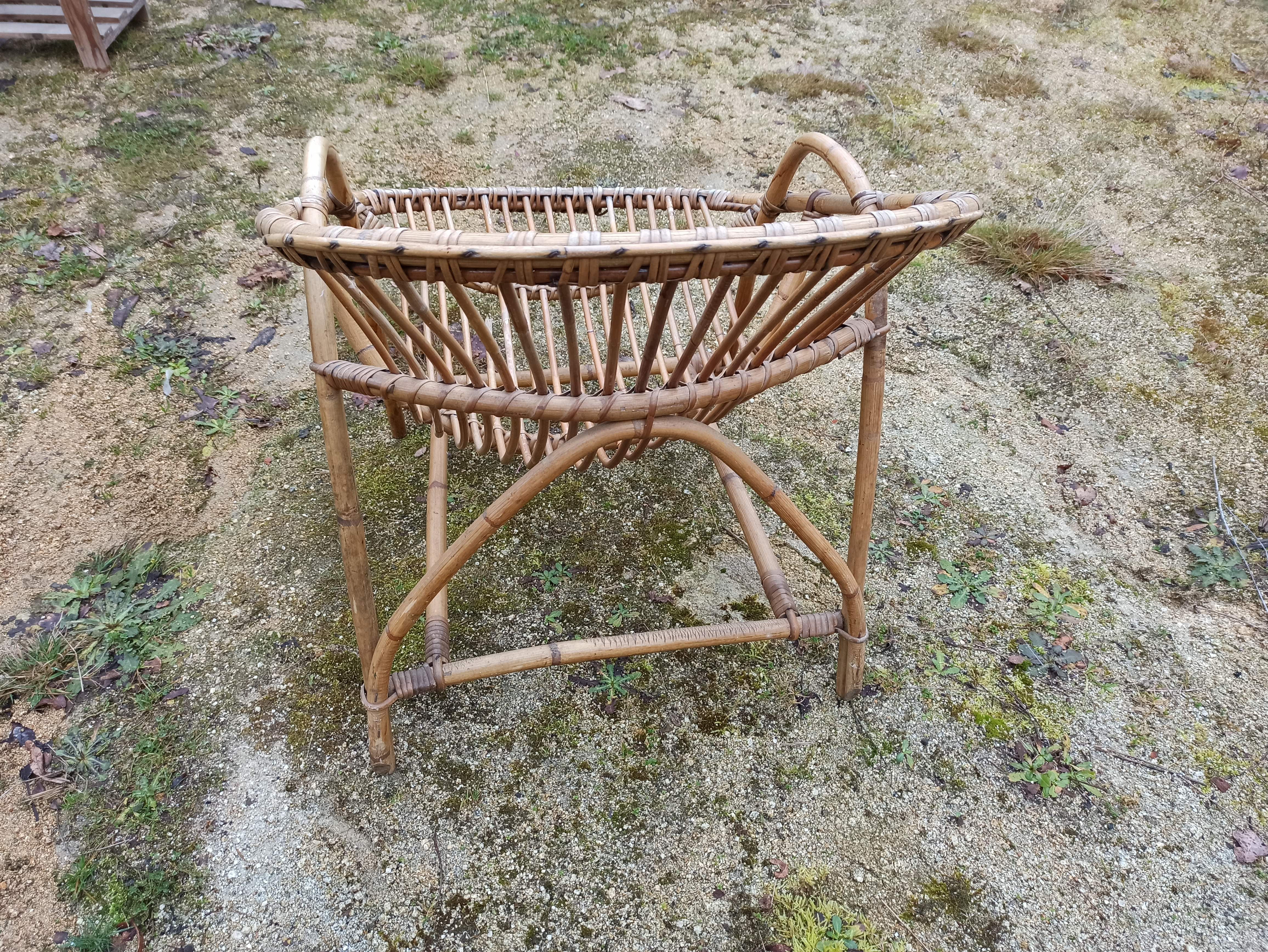 Rattan armchair with armrest