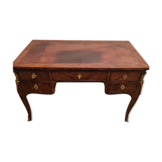Louis XV period walnut and veneer flat desk