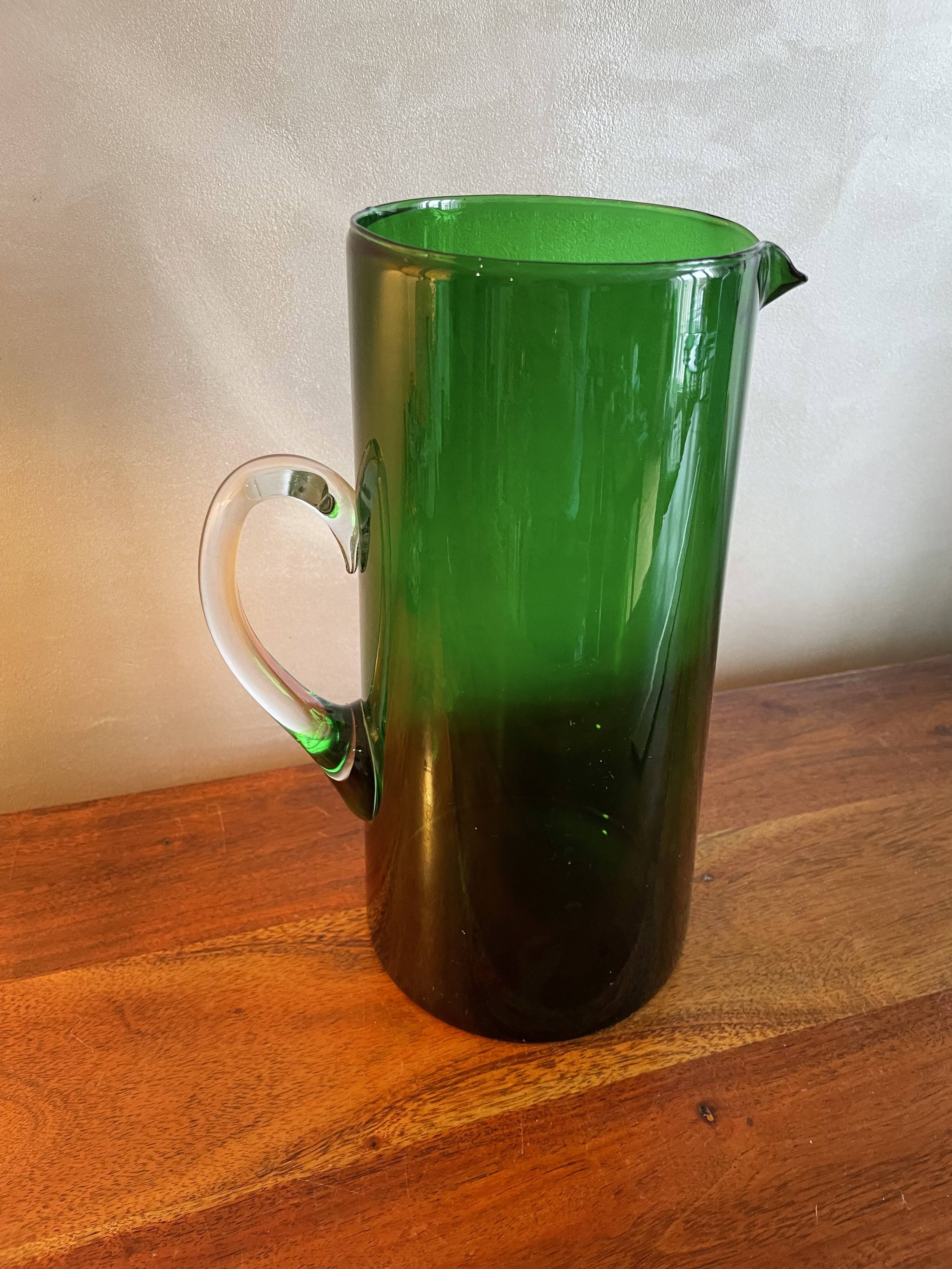 Green glass pitcher