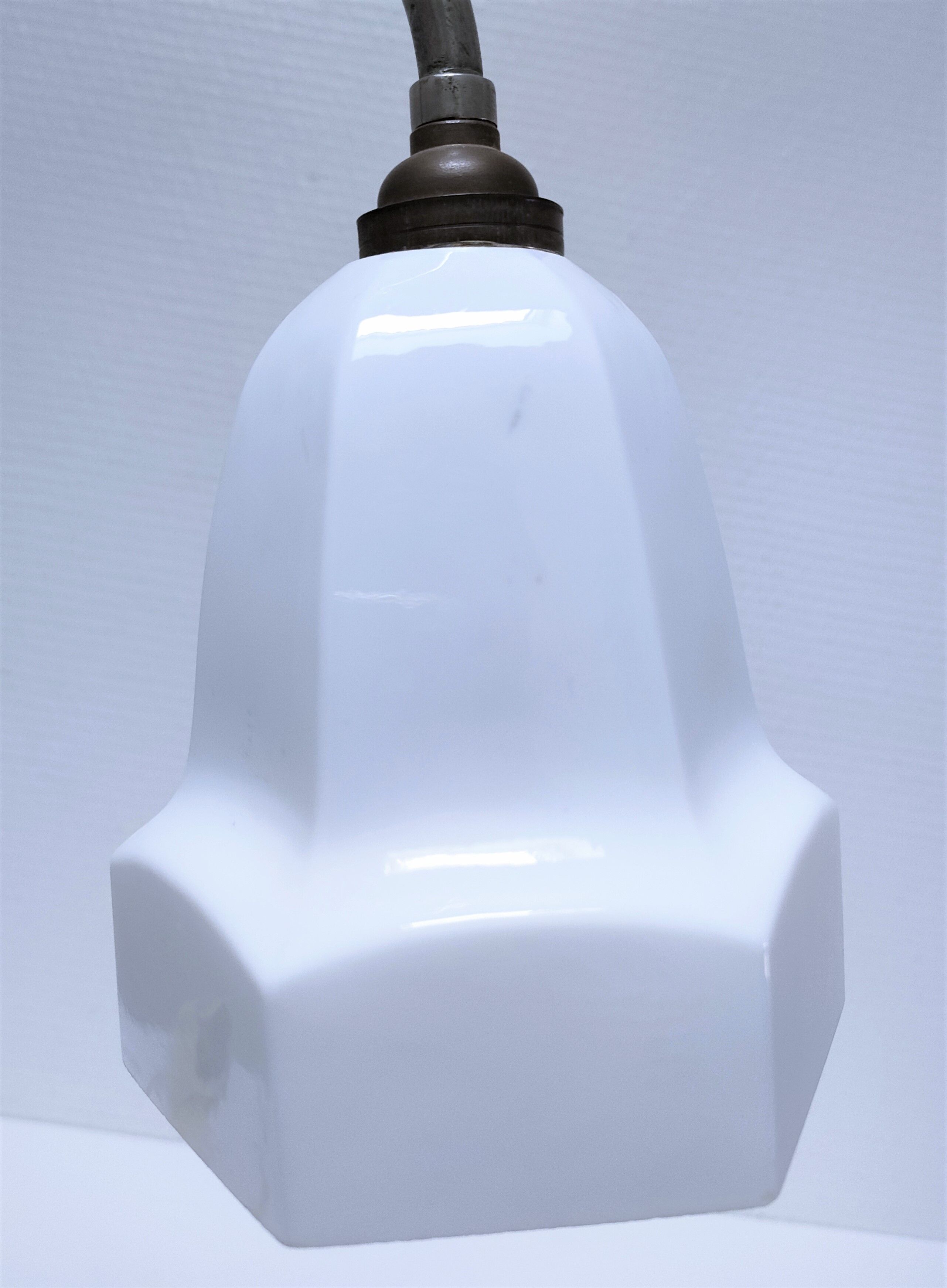 Art deco lamp silver and opaline brass