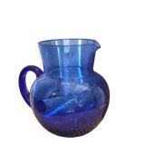 Vintage blue glass pitcher