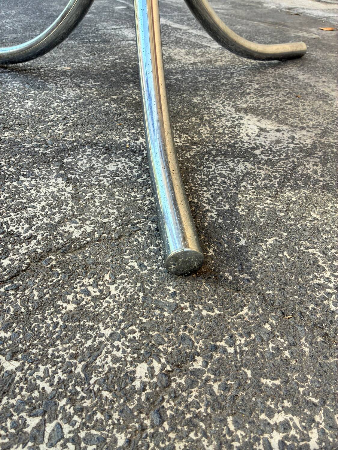 70s chrome metal and smoked glass table