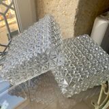 Ceiling light, square wall light in chiseled glass