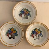3 hollow plates model Fleuri, HBCM, Creil Montereau, 1950