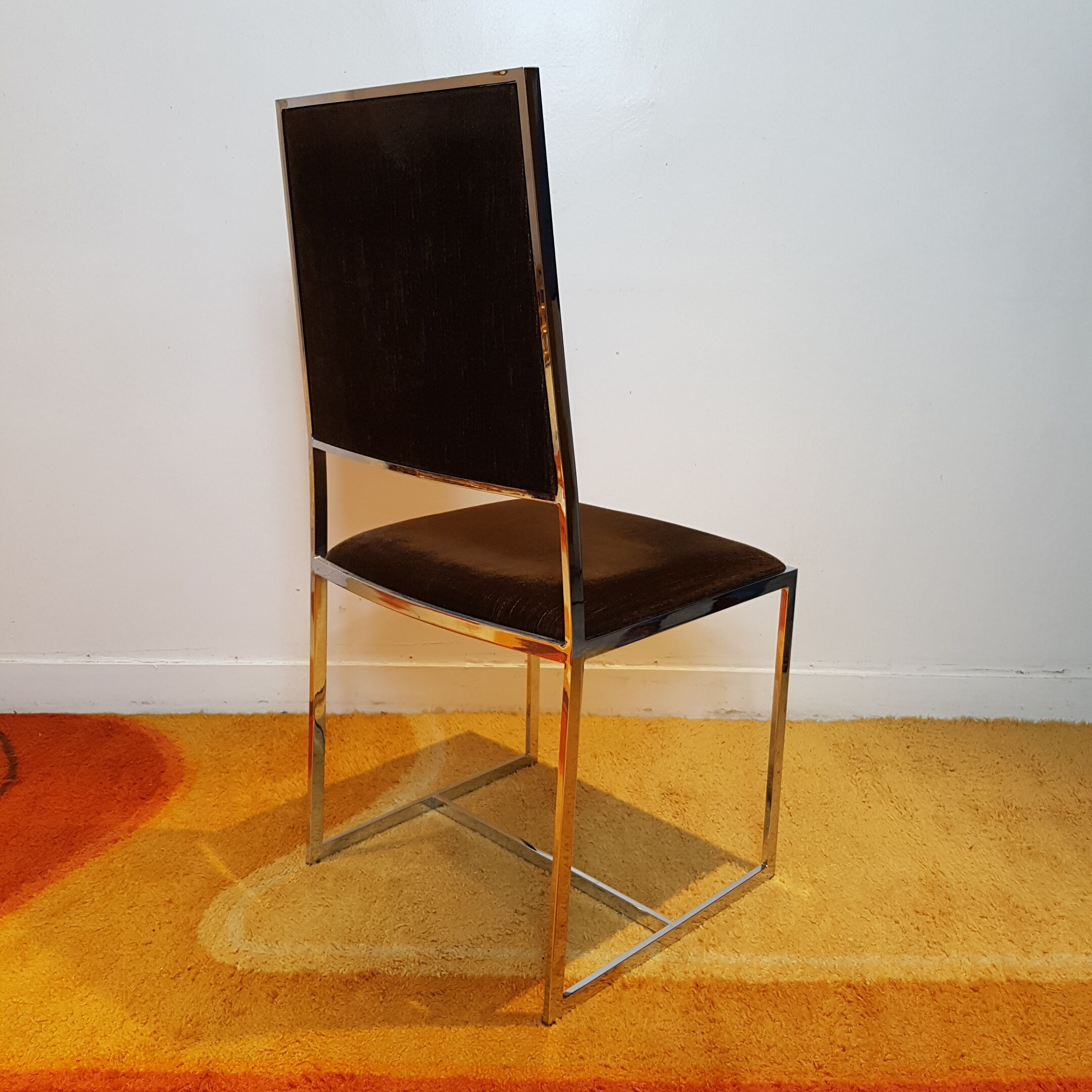 Chrome and velvet chairs