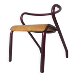 Vintage design children's chair in tubular metal and curved wood