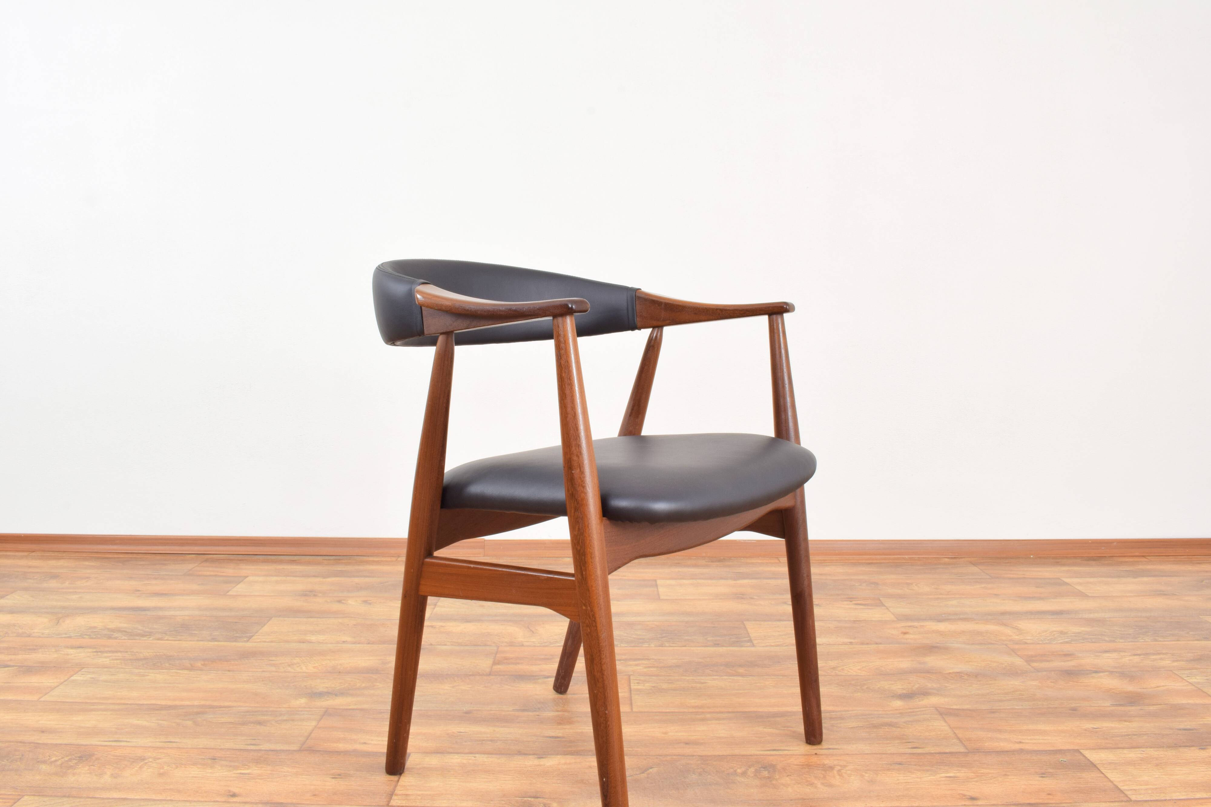 Mid-Century Danish Teak & Leather Armchair by Th. Harlev for Farstrup Møbler, 1950s