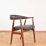 Mid-Century Danish Teak & Leather Armchair by Th. Harlev for Farstrup Møbler, 1950s