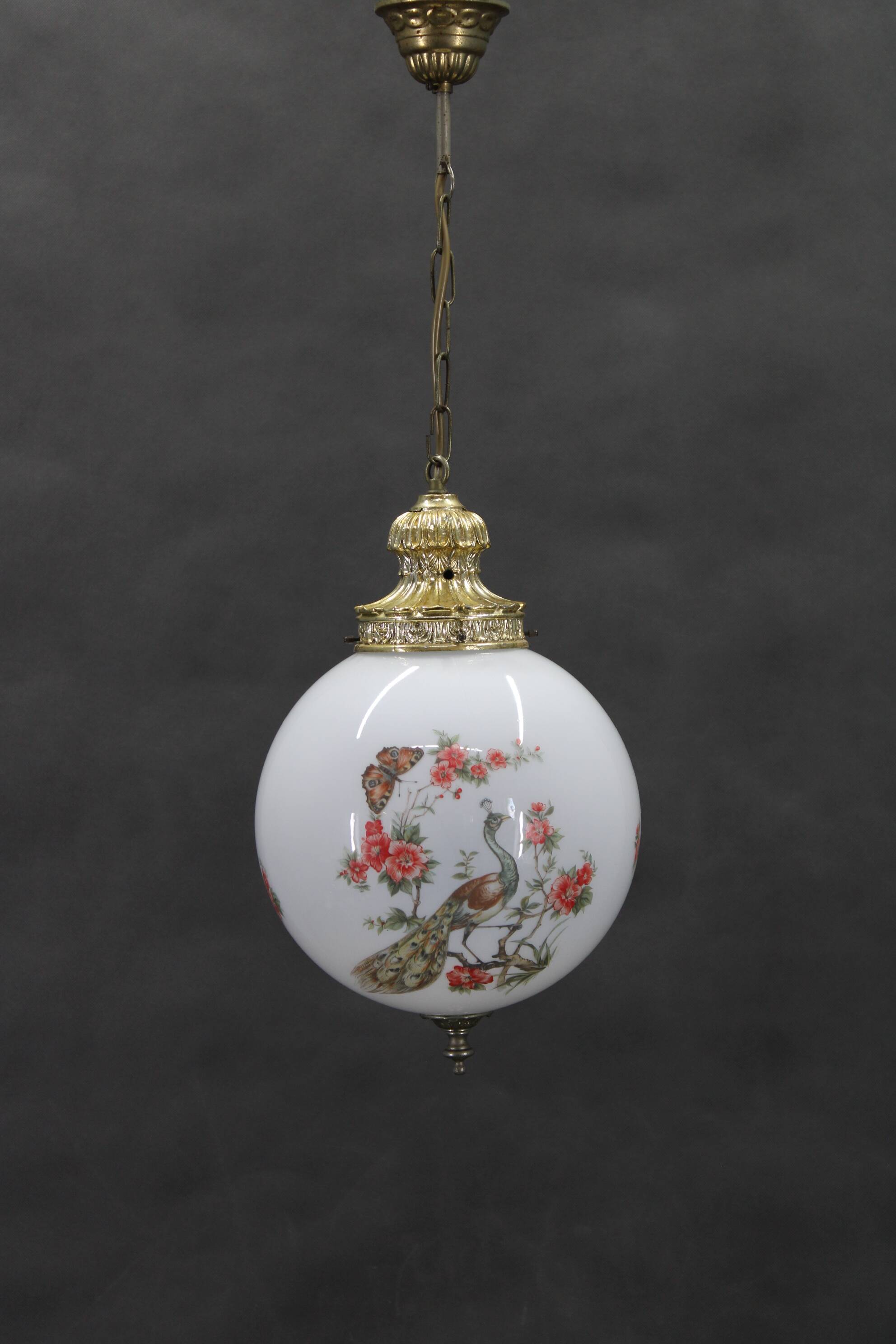 1970s Glass Pendant Light, Czechoslovakia