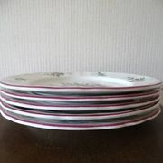 Kg luneville "réverbère" 5 flat plates earthenware hand-painted flowers ø25.5 cm