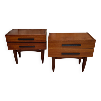 Paire De Tables De Nuits Scandinaves En Teck Années 1950/60