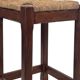 Vintage rattan stool with oak, 60s wabi sabi design, minimalist