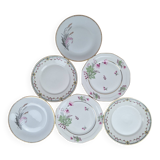 Composition de 6 assiettes plates en porcelaine